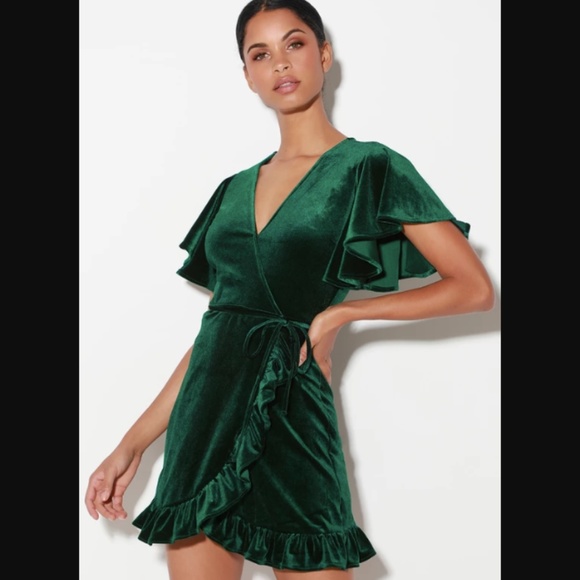 bb dakota green velvet dress